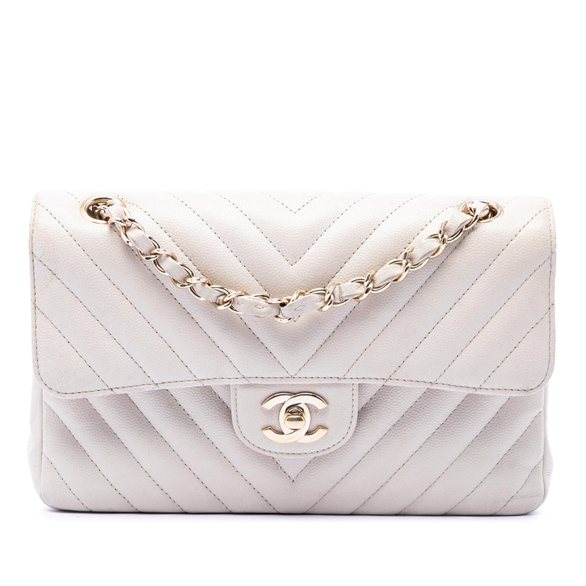 Chanel Small Classic Chevron Caviar Double Flap