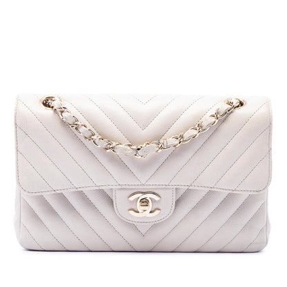 Chanel Small Classic Chevron Caviar Double Flap