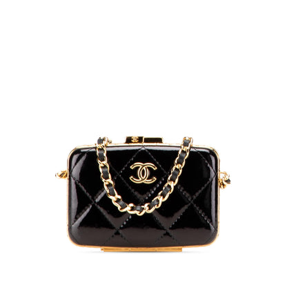 Chanel Small Glazed Goatskin Box With Chain