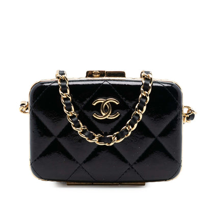 Chanel Small Glazed Goatskin Box With Chain
