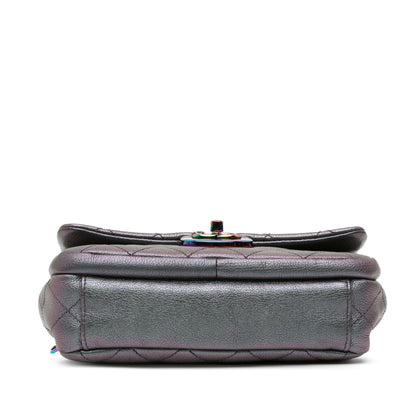 Chanel Small Iridescent Goatskin Rainbow Hardware Double Carry Waist Chain Flap