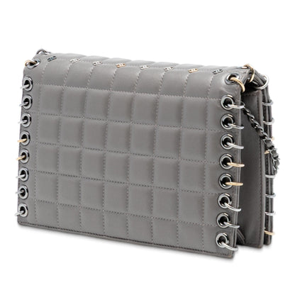 Chanel Small Lambskin Chocolate Bar CC Piercing Studded Chain Flap