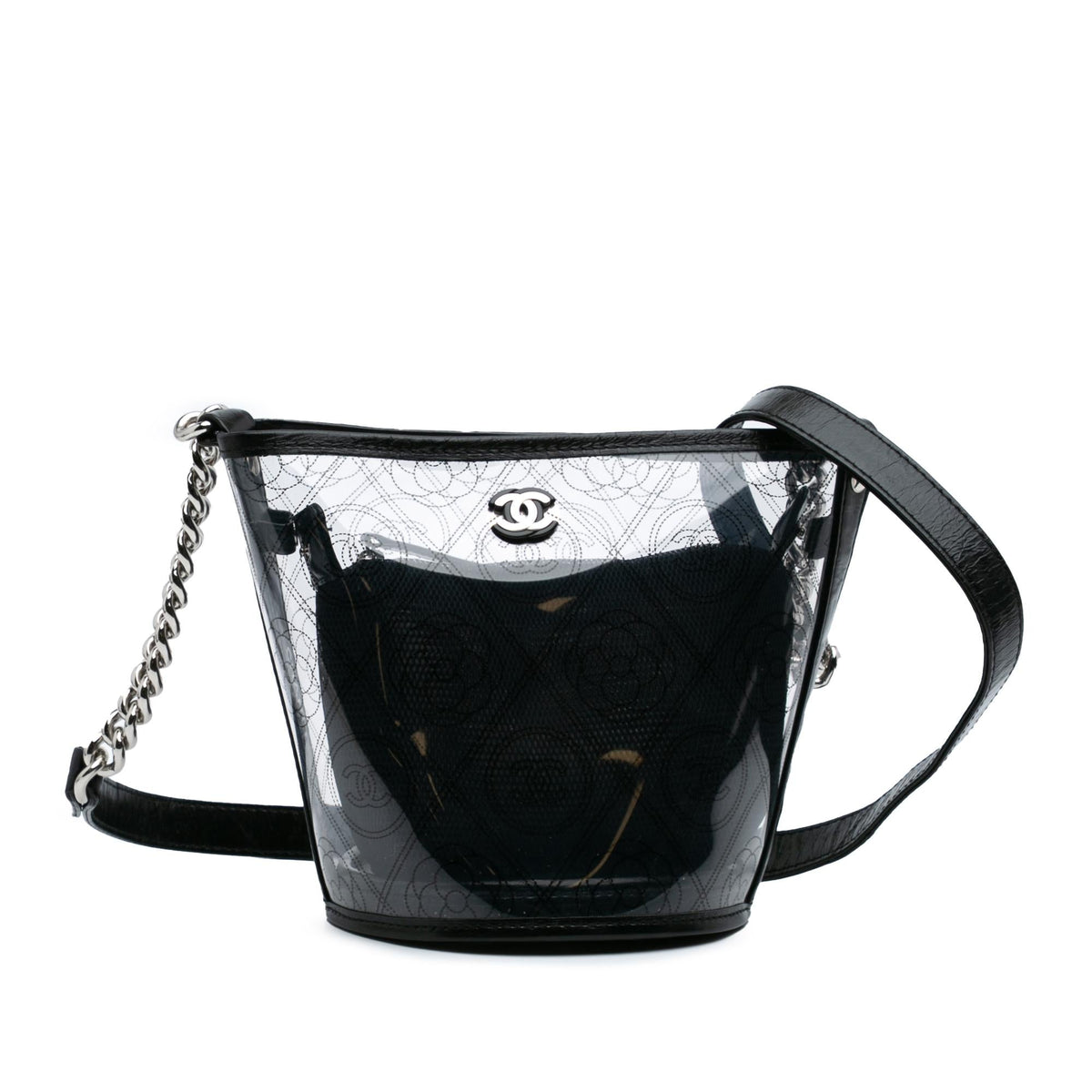 Chanel Small PVC and Crumpled Calfskin Camellia Coco Bucket Bag