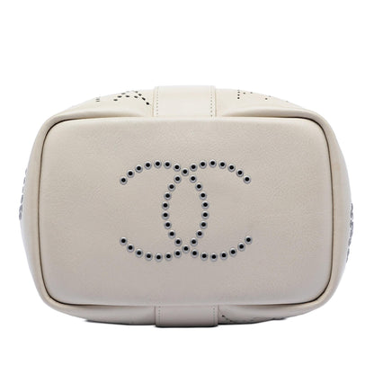 Chanel Small Perforated Calfskin Logo Eyelet Bucket Bag