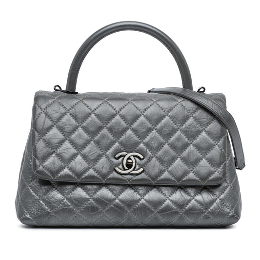 Chanel Small Quilted Aged Calfskin Coco Top Handle Bag