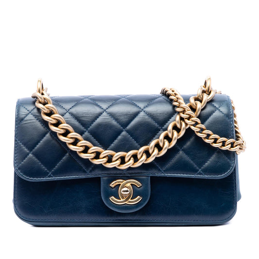 Chanel Small Quilted Calfskin Straight Lined Flap