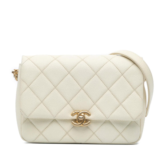 Chanel Small Quilted Caviar Chain Melody Flap