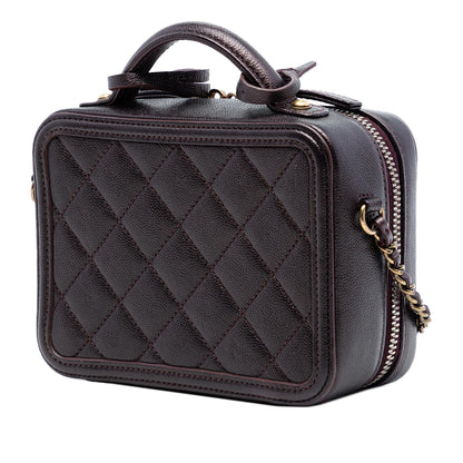 Chanel Small Quilted Caviar Filigree Vanity Case