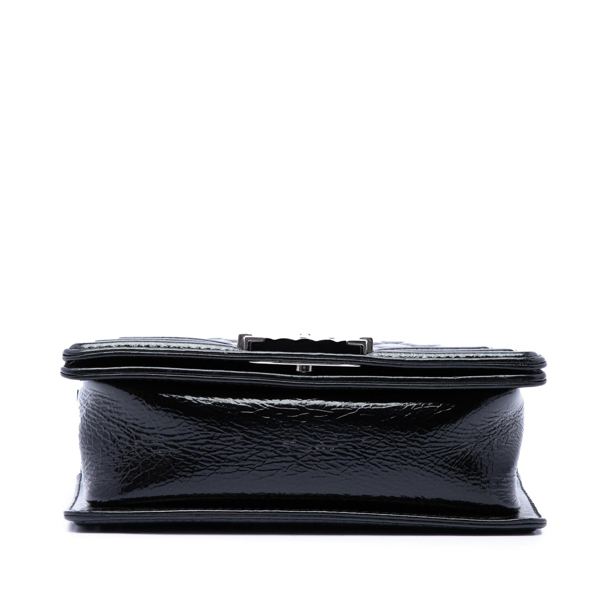 Chanel Small Quilted Crinkled Patent Boy Flap