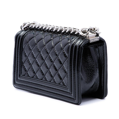 Chanel Small Quilted Crinkled Patent Boy Flap