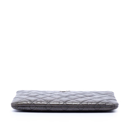 Chanel Small Quilted Crinkled Patent O Case Clutch