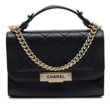 Chanel Small Quilted Grained Calfskin Label Click Flap