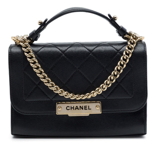 Chanel Small Quilted Grained Calfskin Label Click Flap