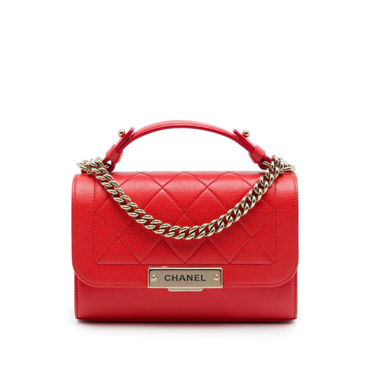 Chanel Small Quilted Grained Calfskin Label Click Flap