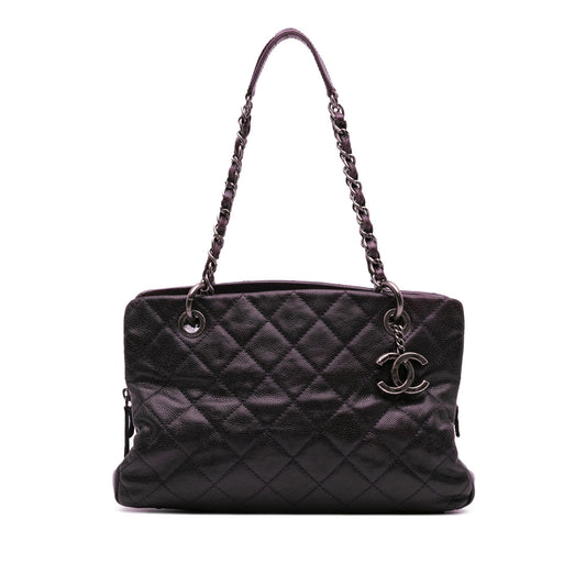 Chanel Small Quilted Iridescent Caviar Chic Shopping Tote