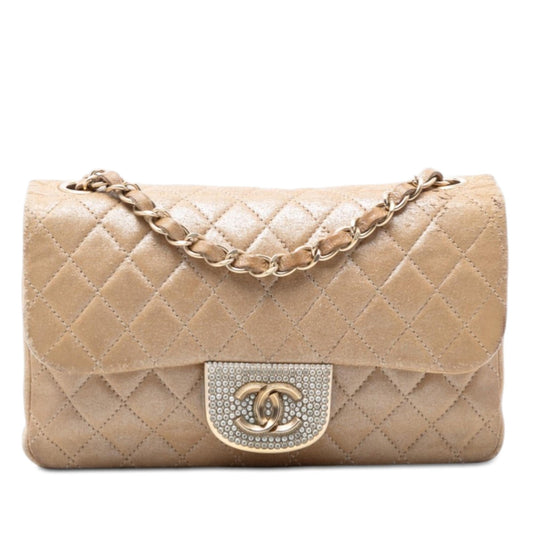 Chanel Small Quilted Iridescent Lambskin Pearl CC Crystal Flap