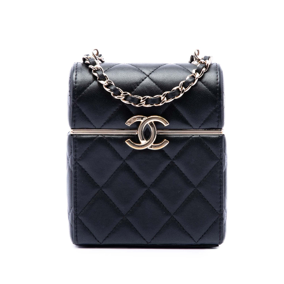 Chanel Small Quilted Lambskin Box With Chain