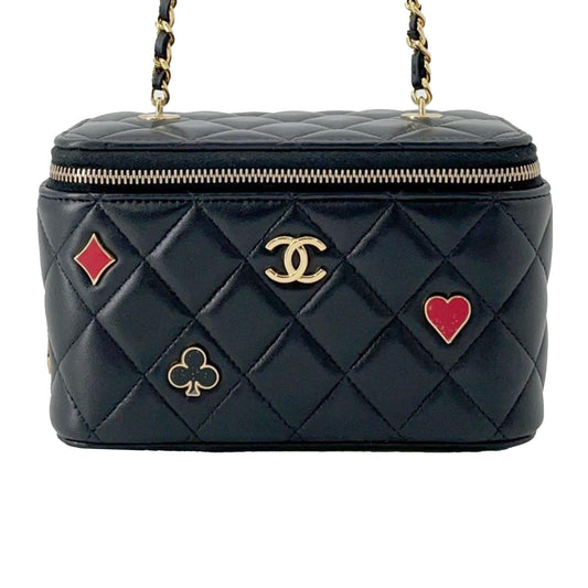Chanel Small Quilted Lambskin Coco Casino Vanity Case With Chain