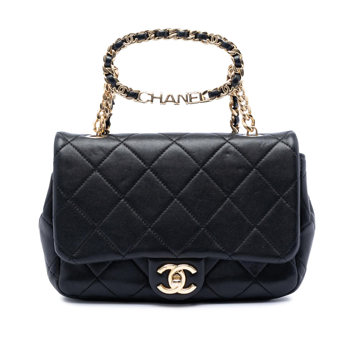 Chanel Small Quilted Lambskin Round Top Handle Flap