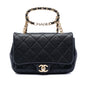 Chanel Small Quilted Lambskin Round Top Handle Flap