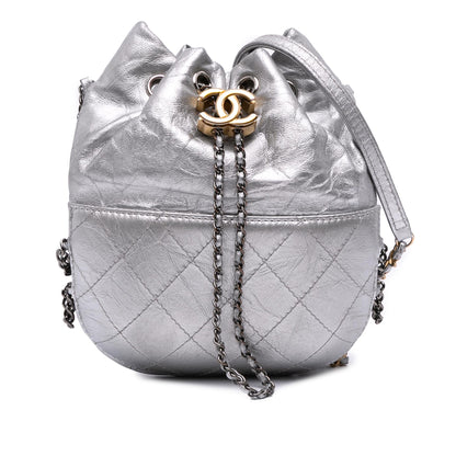 Chanel Small Quilted Metallic Aged Calfskin Gabrielle Bucket Bag
