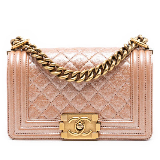Chanel Small Quilted Metallic Calfskin Boy Flap
