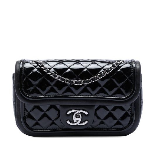 Chanel Small Quilted Patent and Lambskin Trimmed Classic Twist Flap