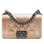 Chanel Small Quilted Perforated Metallic Lambskin Boy Flap