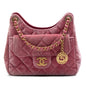 Chanel Small Quilted Velvet Wavy CC Hobo