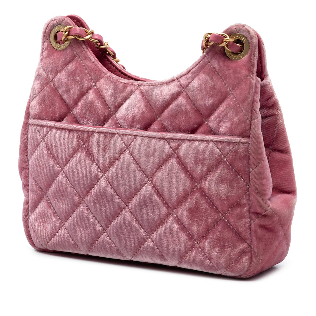 Chanel Small Quilted Velvet Wavy CC Hobo