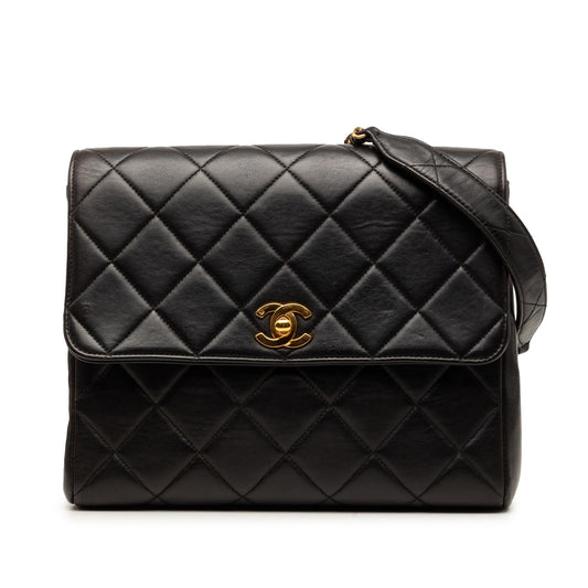 Chanel Small Square Quilted Lambskin Straight Single Flap