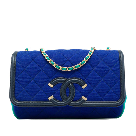 Chanel Small Tricolor Jersey CC Filigree Flap