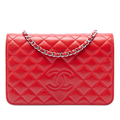 Chanel Stitched CC Quilted Lambskin Wallet on Chain