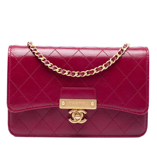 Chanel Stitched Goatskin Golden CC Wallet On Chain