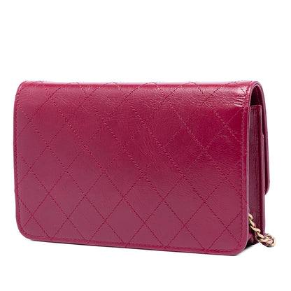 Chanel Stitched Goatskin Golden CC Wallet On Chain