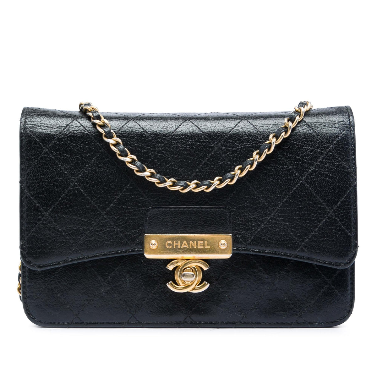 Chanel Stitched Goatskin Golden CC Wallet On Chain
