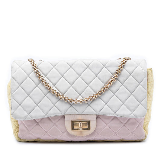 Chanel Tricolor Quilted Grosgrain Satin Reissue 2.55 Single Flap 227