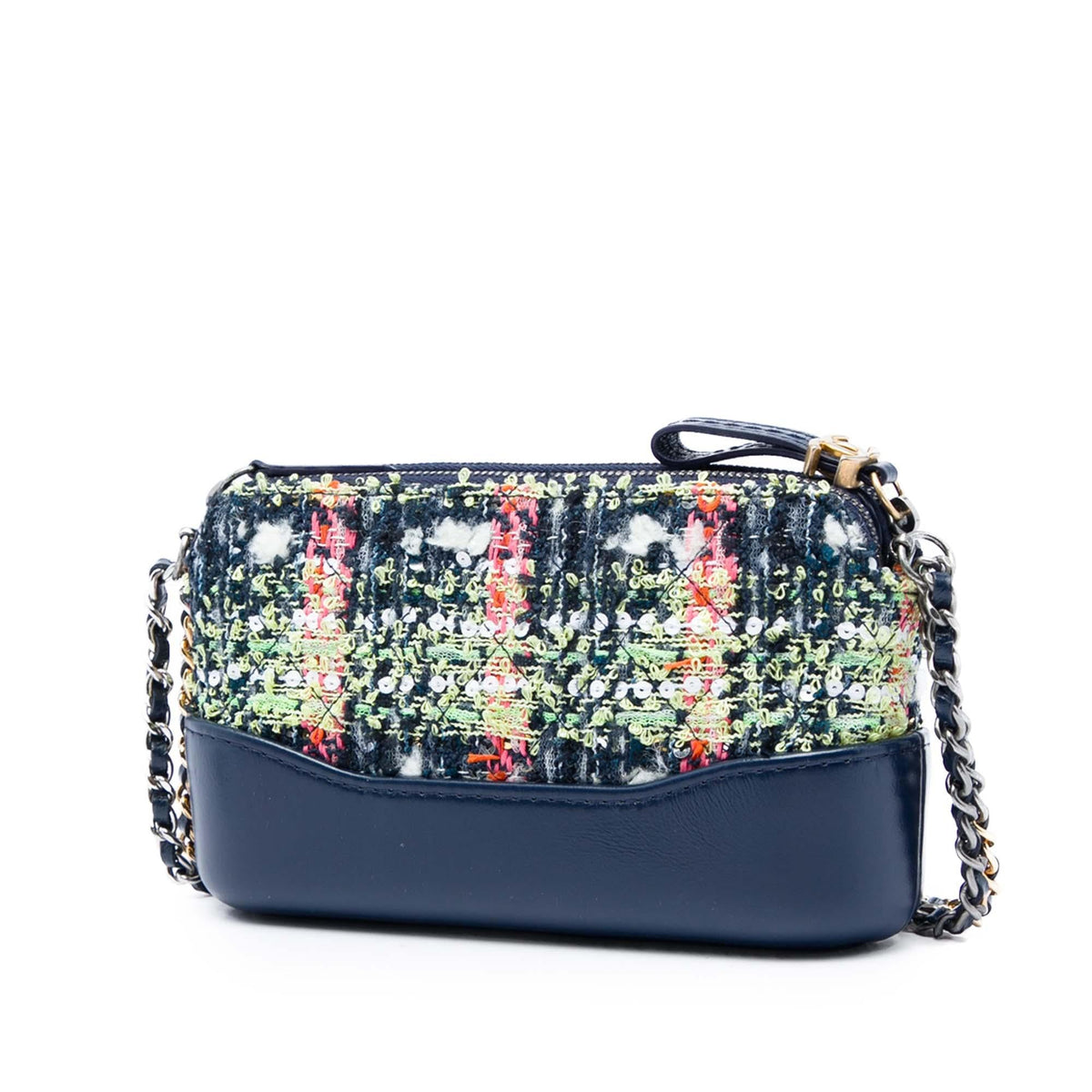 Chanel Tweed Gabrielle Double Zip Clutch with Chain