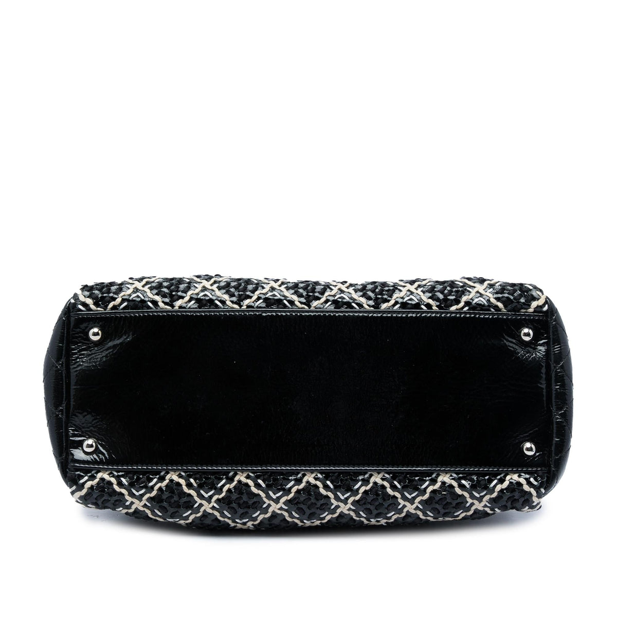 Chanel Tweed Woven Crinkled Patent Just Mademoiselle Bowler Bag