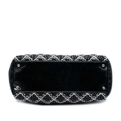 Chanel Tweed Woven Crinkled Patent Just Mademoiselle Bowler Bag
