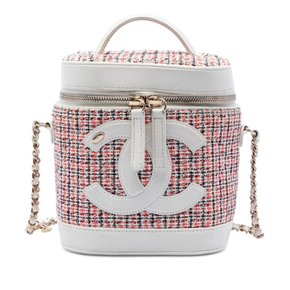 Chanel Tweed and Lambskin Vanity Cosmetic Case