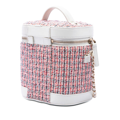 Chanel Tweed and Lambskin Vanity Cosmetic Case