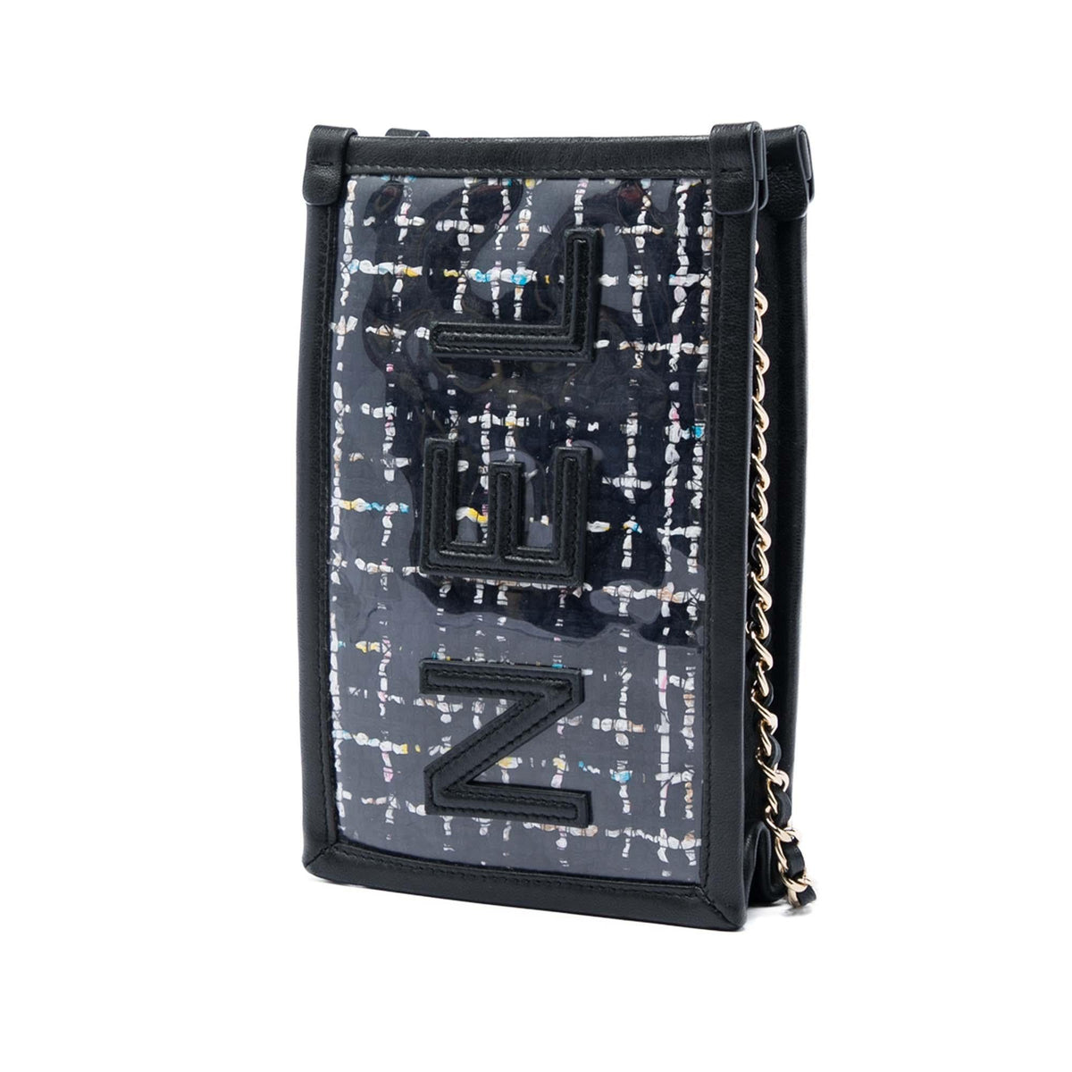 Chanel Tweed and PVC Phone Pouch with Chain