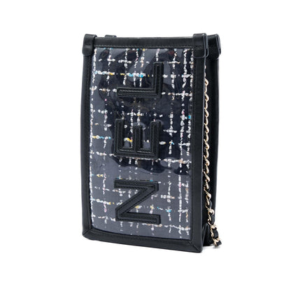 Chanel Tweed and PVC Phone Pouch with Chain