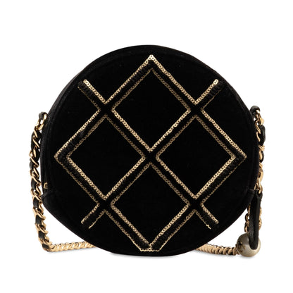 Chanel Velvet Pearl Sequin Round Crossbody